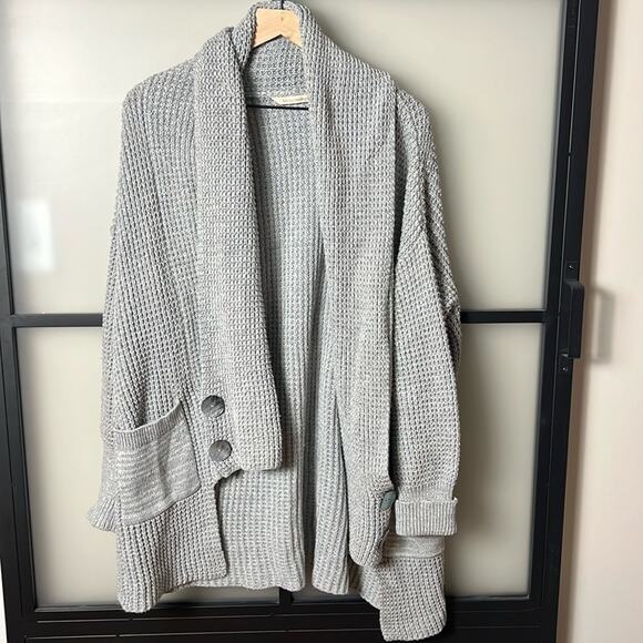 Soft Surroundings Townsend Cardigan Gray Chunky Knit Sweater Size Small - Picture 1 of 7